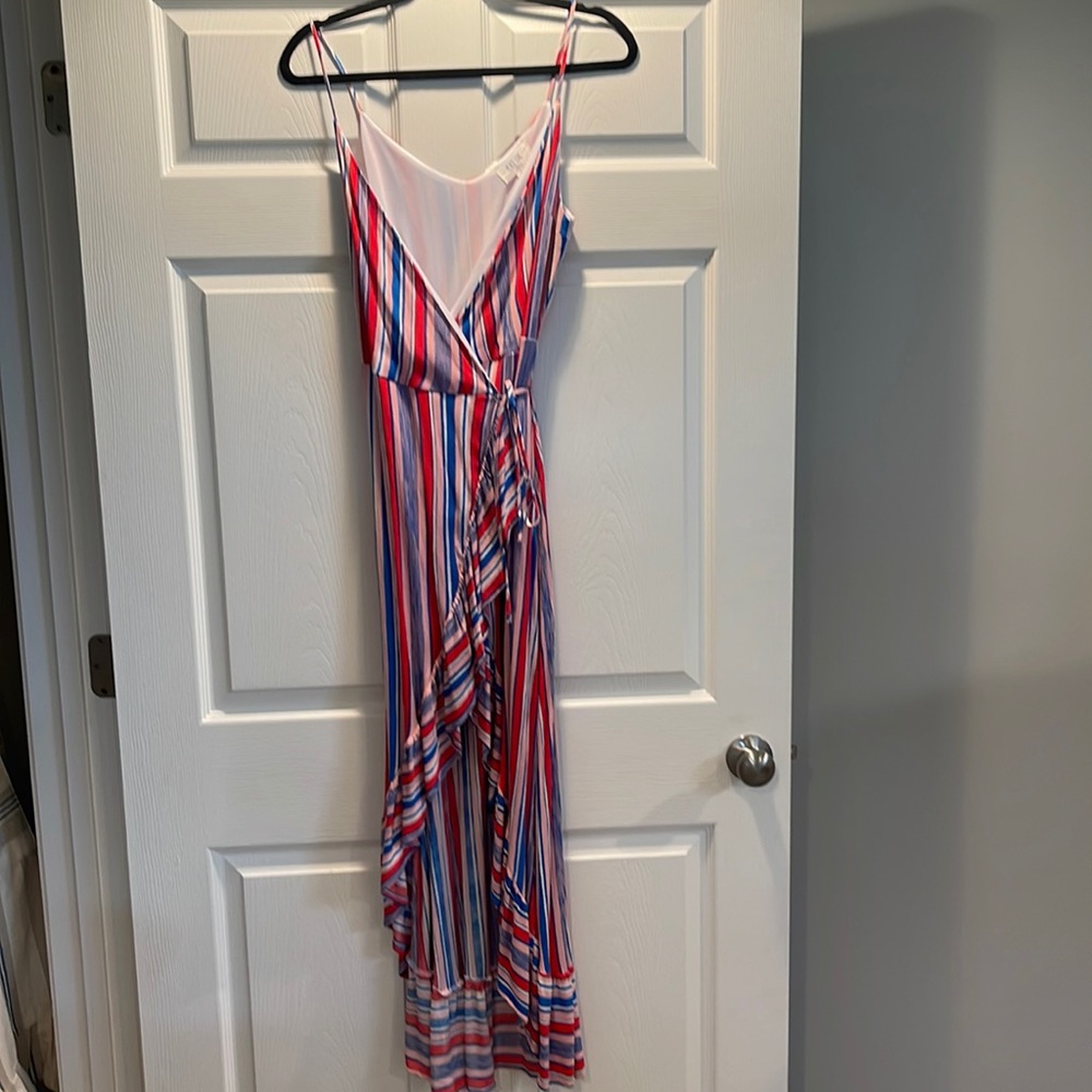 Red, Pink and Blue Striped Dress